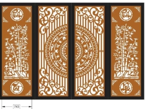 Dxf cổng 4 cánh phát tài phát lộc