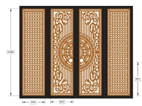 Dxf thiết kế cổng 4 cánh hoa văn mới