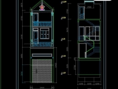 File .dwg .jmg thiết kế nhà ở mặt tiền kích thước 4x27m lệch tầng 3 tầng 1 tum cực đẹp
