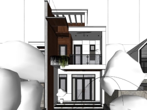 File .skp mẫu nhà phố 2 tầng 5x18m