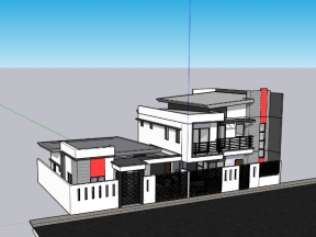 File .skp mẫu nhà phố 2 tầng bản vẽ diện tích đất 10x20m