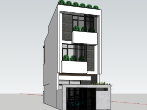 File .skp mẫu nhà phố 3 tầng diện tích thiết kế 5x13.5m