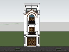 File .skp mẫu nhà phố tân cổ điển 5x24m