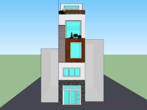 File .skp nhà lô phố 3 tầng 3.9x17m