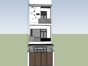 File .skp nhà ở phố 3 tầng 5x14m