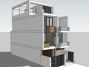 File .skp nhà ở phố 3 tầng diện tích thiết kế 8x15.5m