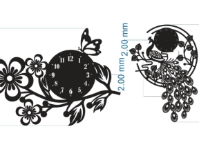 File 2 thiết kế đồng hồ hoa và chim công cnc