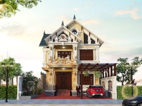 File 3dmax biệt thự 2 tầng tân cổ điển 8x20m