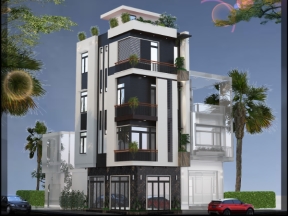 File 3dmax nhà phố 4.5x15m 2 mặt tiền