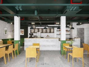 File 3dmax thiết kế nội thất quán cafe hiện đại