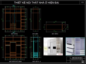 File autocad bổ kỹ thuật nội thất chi tiết nhà ở hiện đại