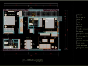 File Autocad bổ kỹ thuật nội thất chung cư 2 ngủ