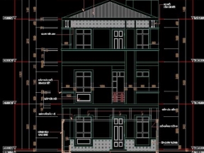 File Autocad công trình Nhà ở gia đình 3 tầng kích thước 6x16m