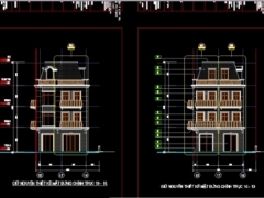 File autocad kết cấu, kiến trúc thiết kế biệt thự 3 tầng KT 10x12.5m