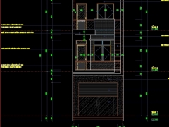 File autocad kết cấu, kiến trúc thiết kế nhà phố 2.5 tầng kích thước 4.5x18.2m