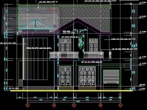 File autocad kiến trúc thiết kế biệt thự 2 tầng có diện tích 14x18m