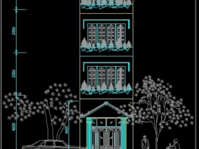 File autocad kiến trúc thiết kế nhà phố lệch tầng 4 tầng kích thước 4x18m