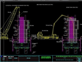 File autocad mẫu bản vẽ đầy đủ giải pháp thi công trụ đường sắt cát linh, hà đông