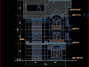 File autocad mẫu nhà biệt thự 4 tầng - Full đầy đủ hạng mục kiến trúc + kết cấu+ điện nước