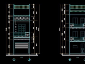 File Autocad mẫu nhà phố 3 tầng kiến trúc lệch