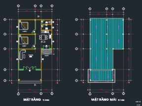 File autocad nhà dân 1 tầng kích thước thiết kế 8x14.6m miễn phí