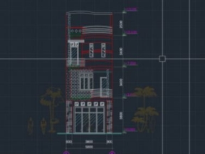 File autocad nhà dân 3 tầng 1 tum kích thước thiết kế 5x22.7m