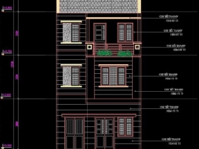 File Autocad Nhà lô phố 3 tầng 6x8.6m (20 bản vẽ gồm kiến trúc + thi công)