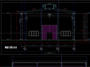 File autocad nhà máy công nghiệp 15x22.5m tích hợp cầu trục 3200kg