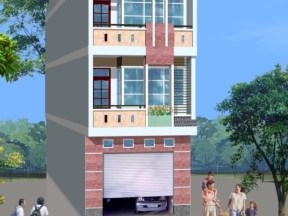 File Autocad + phối cảnh mẫu nhà phố 3 tầng diện tích 5x18m mái ngói