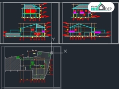 FIle autocad thiết kế biệt thự phố 2 tầng kích thước 10.5x17.2m gồm: kiến trúc, kết cấu và dự toán
