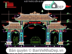 File autocad thiết kế cổng làng văn hóa thôn kích thước 8.1x27.5m