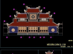 File autocad thiết kế đầy đủ về các công trình đền chùa