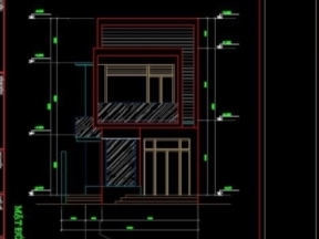 File autocad thiết kế mẫu nhà phố 2 tầng KT 4.8x20m
