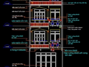 File autocad thiết kế nhà phố 3 tầng hiện đại
