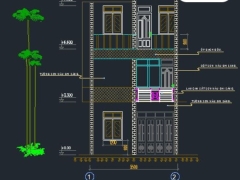 File autocad thiết kế nhà phố 3 tầng KT 6.6x7.3m miễn phí