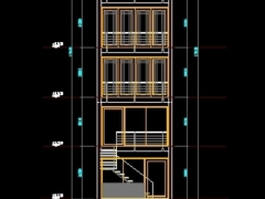 File autocad thiết kế nhà phố cao tầng kích thước 4.3x11.58m