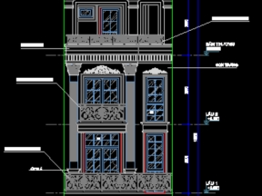 File autocad triển khai kiến trúc nhà phố tân cổ điển 4 tầng kt 5x10.4m