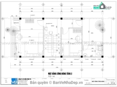File bản vẽ cad mẫu nhà phố 11.5x5.4m – 2 tầng 1 mặt tiền
