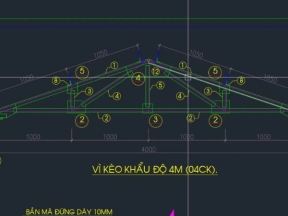 File bản vẽ khung vì kèo thép khẩu độ 4m