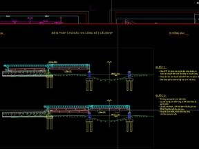 File bản vẽ mẫu cầu dầm i chéo góc 3 nhịp, mỗi nhịp dài 33m