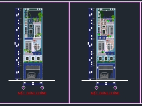 File bản vẽ mẫu nhà phố 3 tầng 4x16m(kiến trúc)