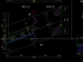 File bản vẽ mố chữ u chéo góc b=12m bản vẽ
