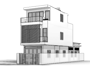 File bản vẽ revit nhà ở phố 3 tầng 5x20m