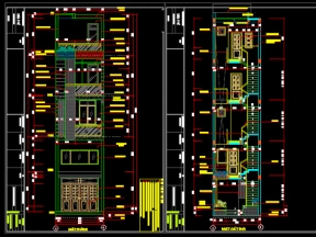 File bản vẽ thiết kế mẫu nhà ống 5 tầng, 1 mặt tiền kích thước 4x17m