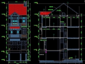 File bản vẽ thiết kế nhà ở phố 4 tầng diện tích 5x12m