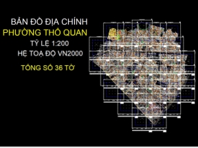 File cad bản đồ địa chính phường thổ quan, quận đống đa, tỷ lệ 1:200 theo hệ tọa độ vn2000