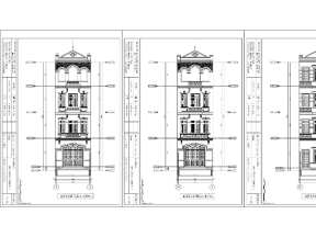 File cad bản vẽ cấp phép mẫu nhà phố 4 tầng kiến trúc tân cổ điển 4.5x14m mặt tiền
