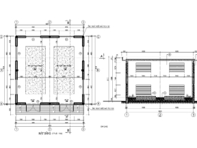 File Cad bản vẽ nhà để máy phát thiết kế kích thước 8.2x8.2m cao 5.m