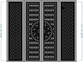 File cad cắt cnc cổng 4 cánh trống đồng bông tuyết