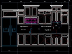 File cad cấu tạo tủ bếp chữ I đầy đủ chi tiết nhất